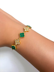 Pulsera Trébol Caeli Malaquita