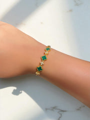 Pulsera Trébol Meira Verde Malaquita