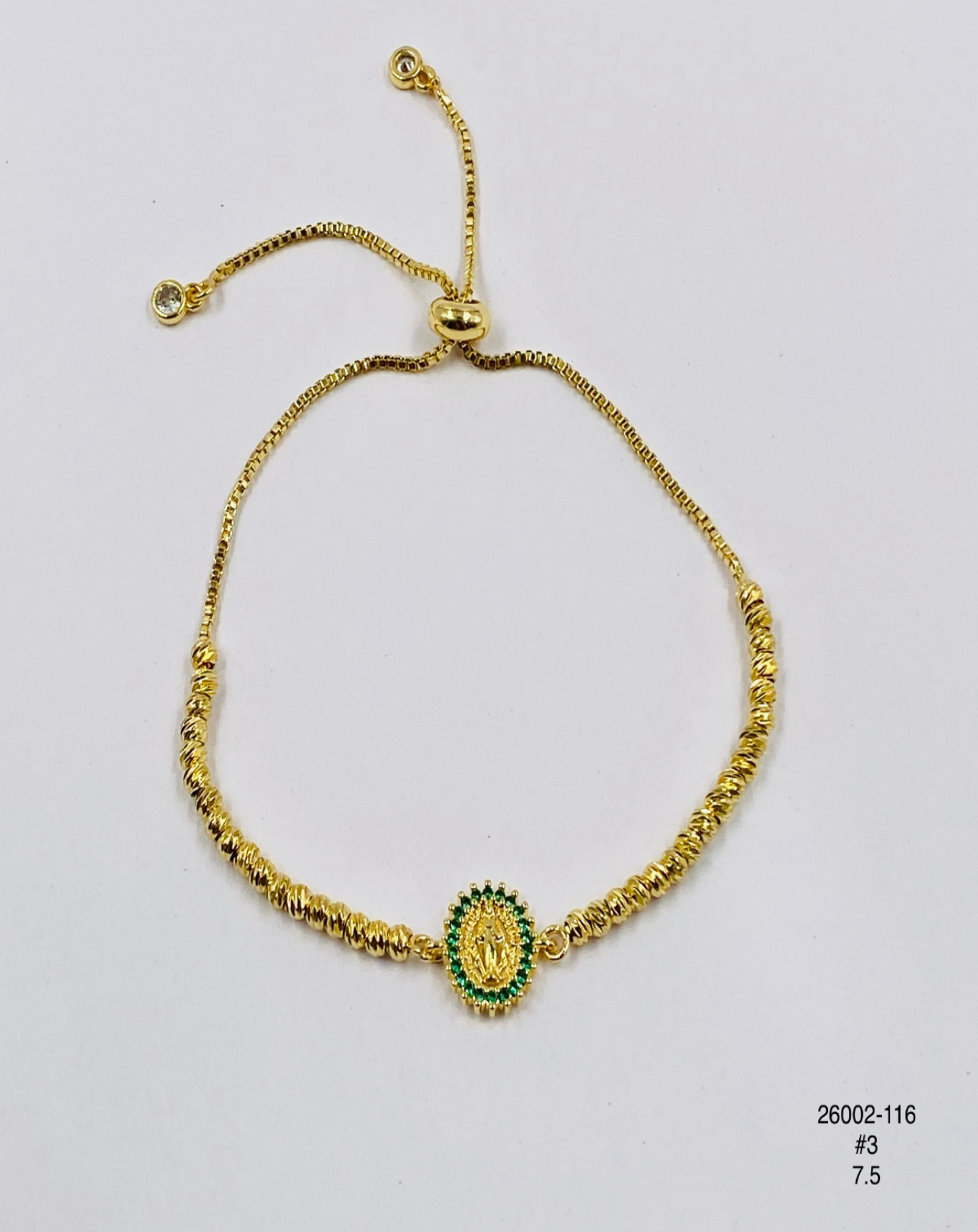 Pulsera Medalla mini verde — Balines 3 mm