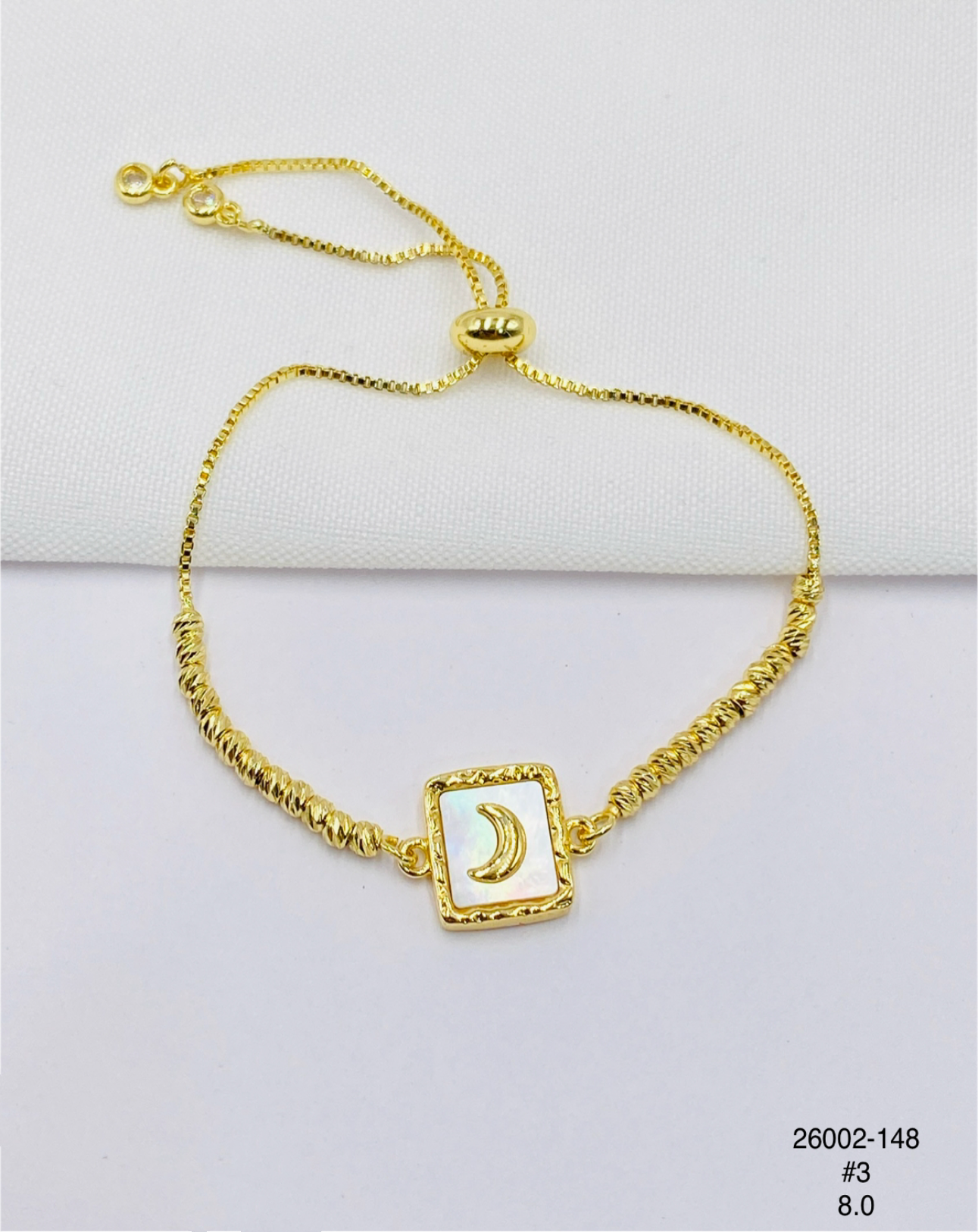 Pulsera Luna en marco cuadrado — Balines 3 mm