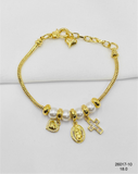 Pulsera Charms Mano Medalla y Cruz