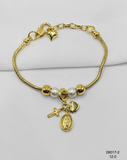 Pulsera Charms Cruz Corazón y Medalla Clásica