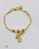 Pulsera Charms Corazón Cruz y Medalla Redonda
