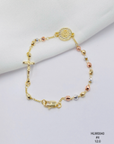 Pulsera Rosario tricolor con medalla redonda — Balines 4 mm