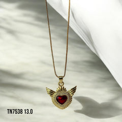 Collar corazón dorado y rojo