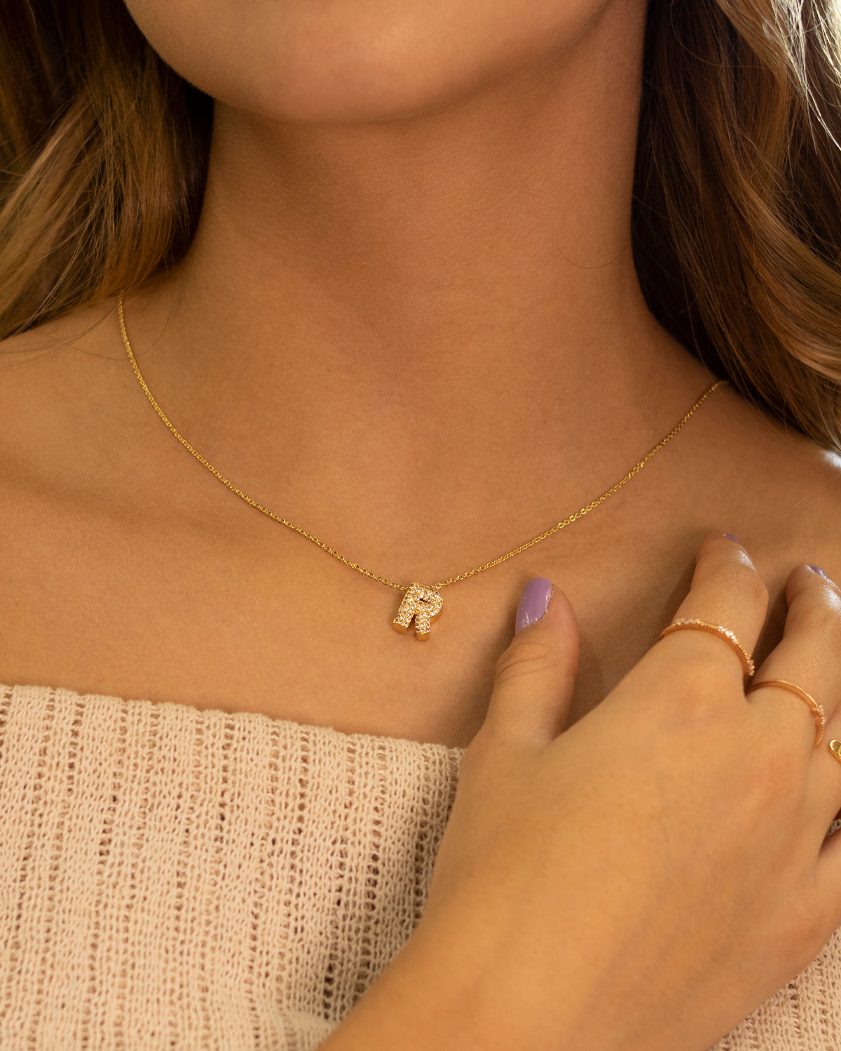 Collar Inicial R circón