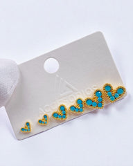 Set x3 Corazones Golden Turquesa