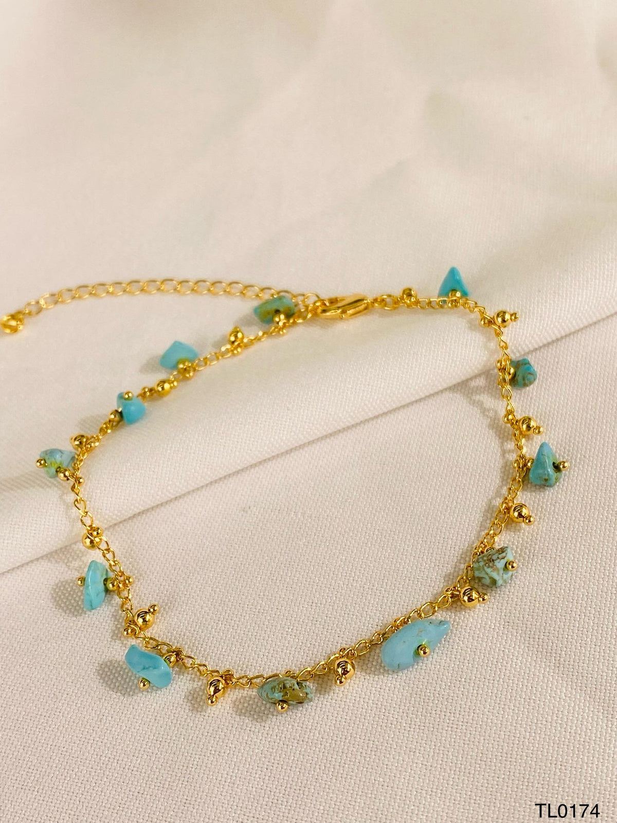 Tobillera de Piedra Natural – Turquesa