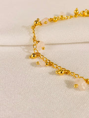 Tobillera de Piedra Natural – Cuarzo Rosa