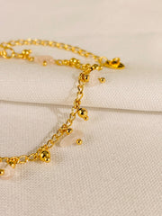 Tobillera de Piedra Natural – Cuarzo Rosa