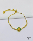 Pulsera Medalla redonda verde — Balines 3 mm