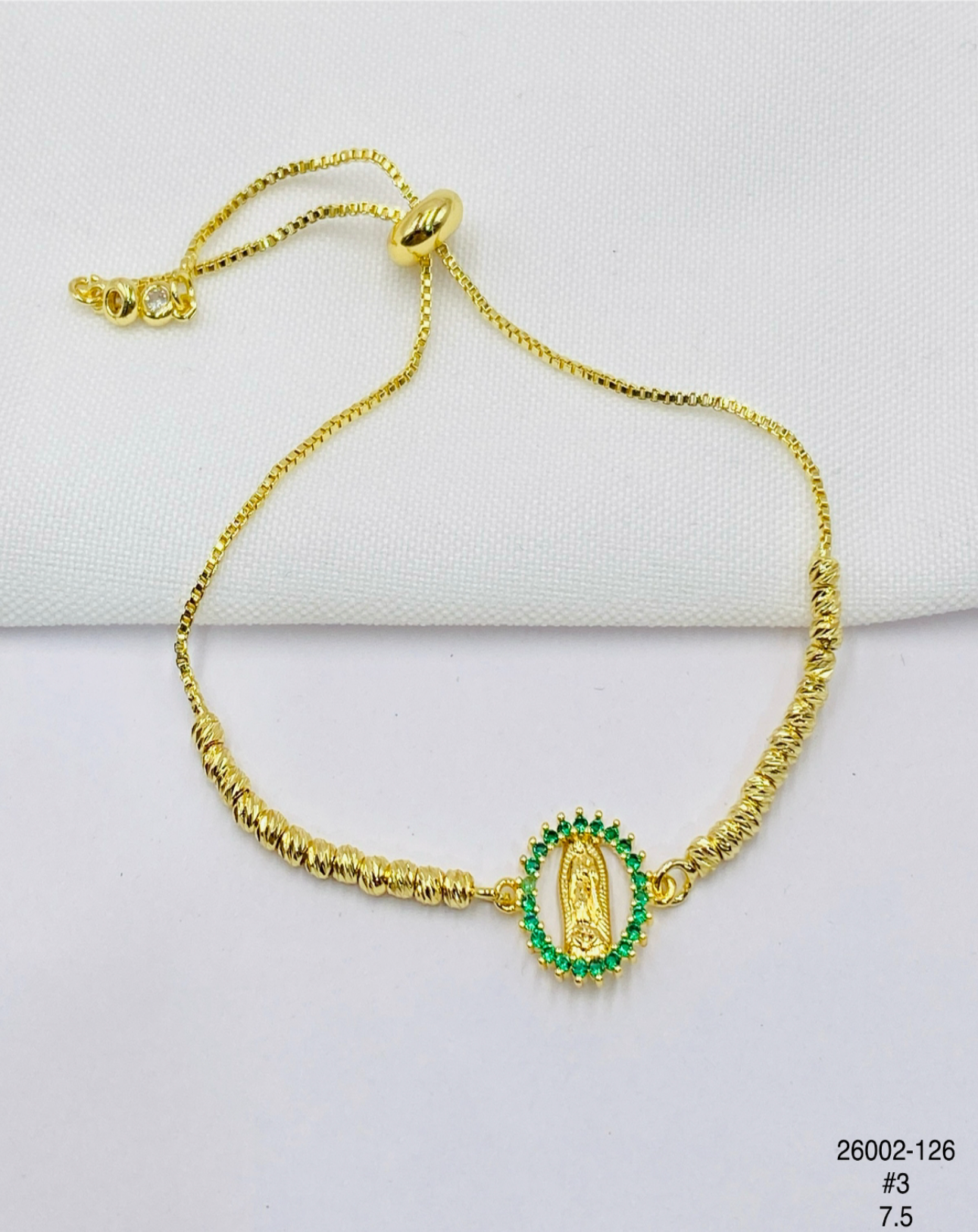 Pulsera Medalla ovalada verde — Balines 3 mm