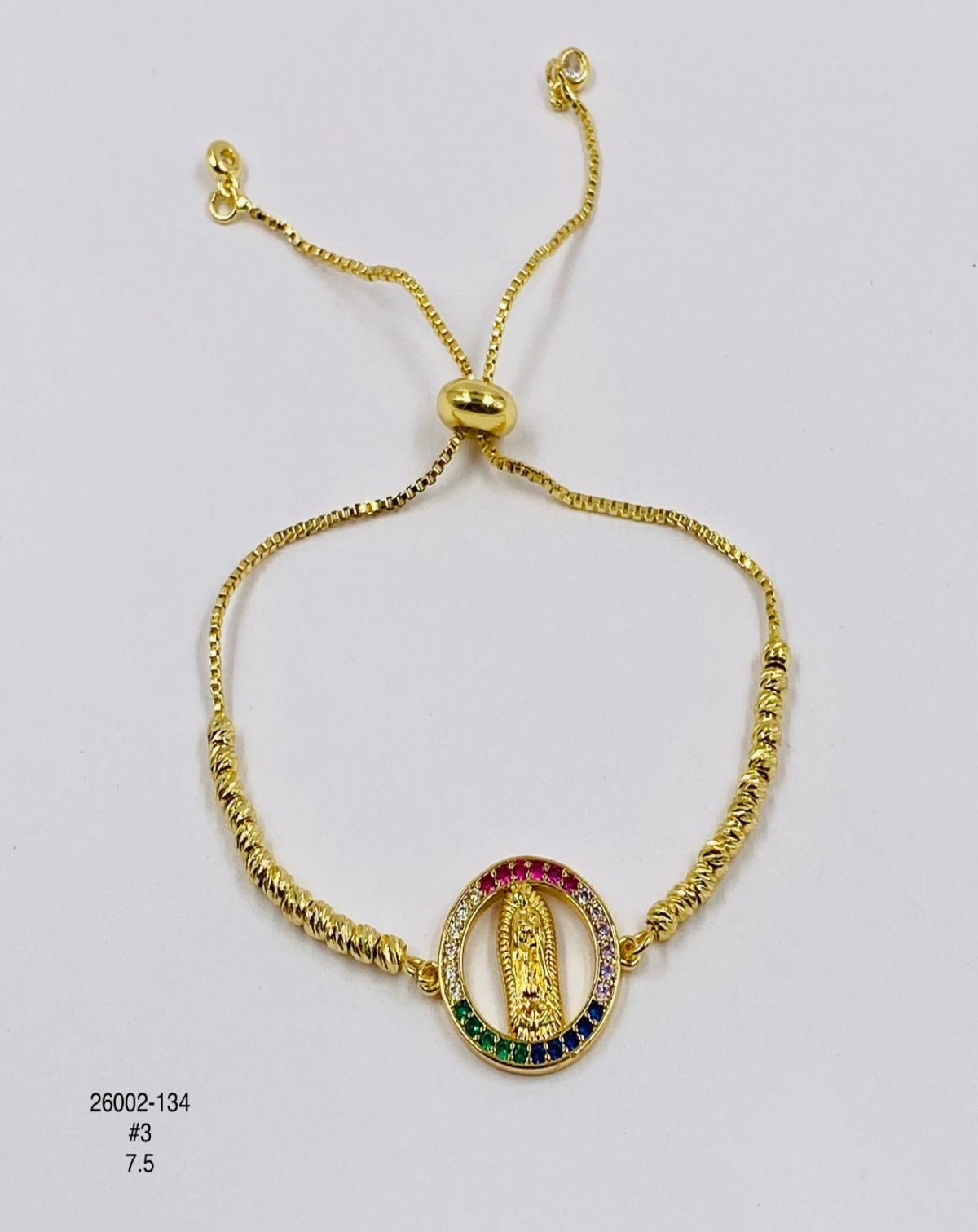 Pulsera Medalla religiosa multicolor — Balines 3 mm