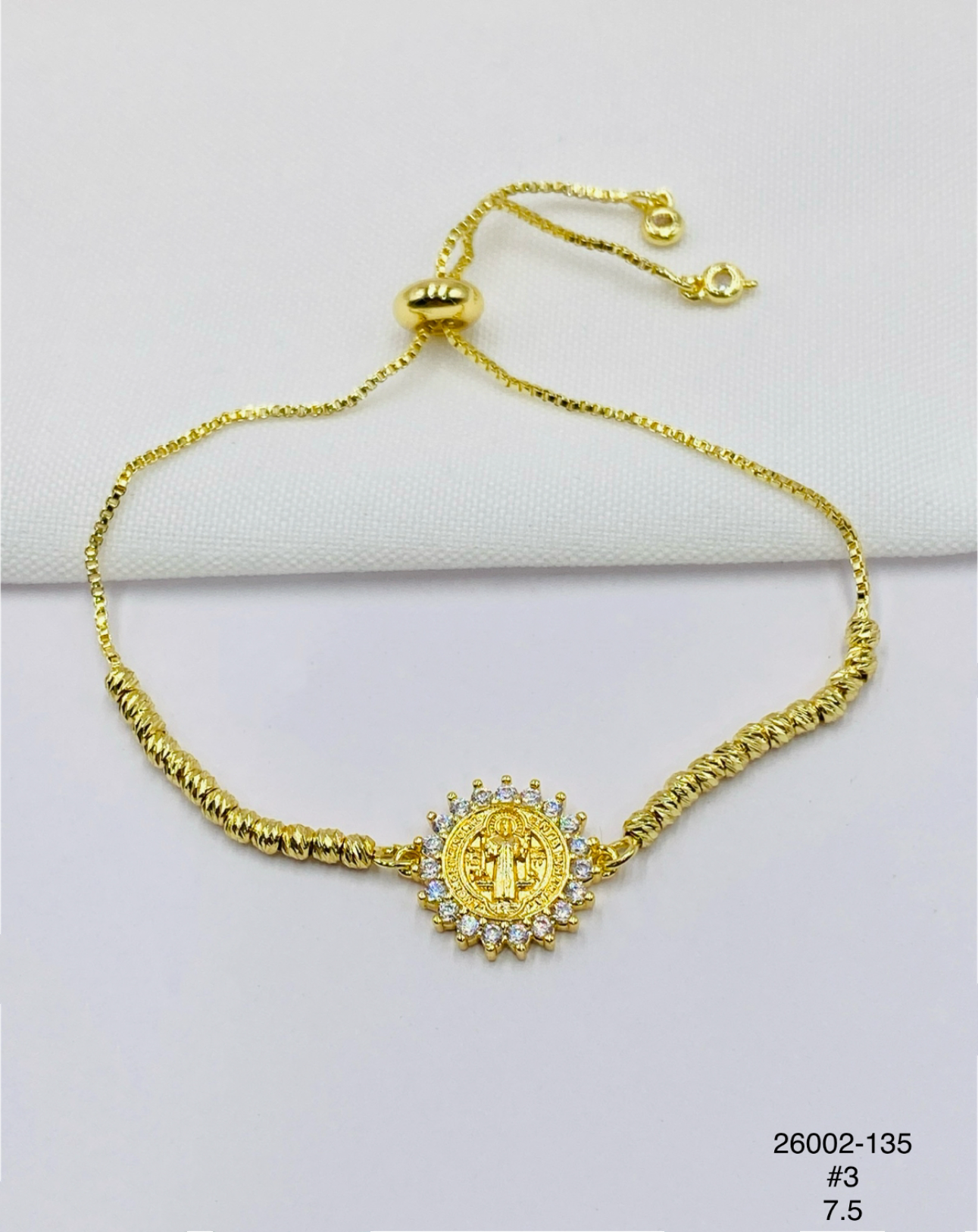 Pulsera Medalla con marco brillante — Balines 3 mm