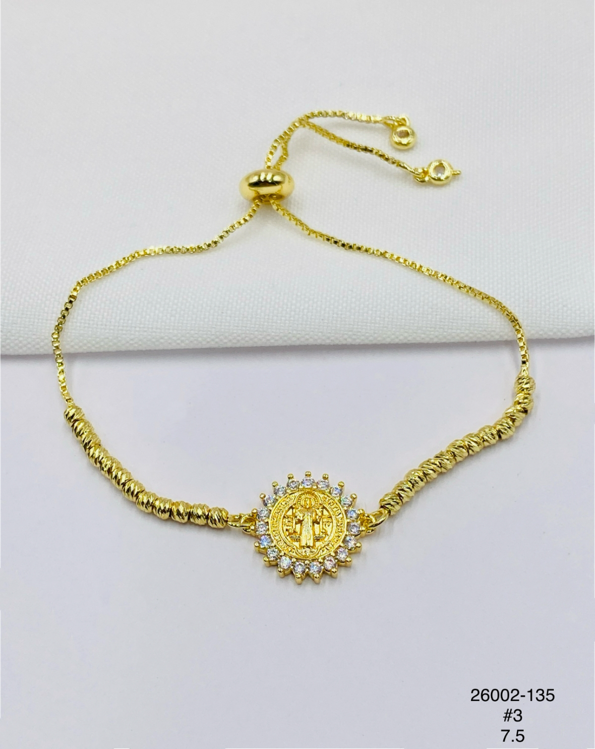 Pulsera Medalla con marco brillante — Balines 3 mm