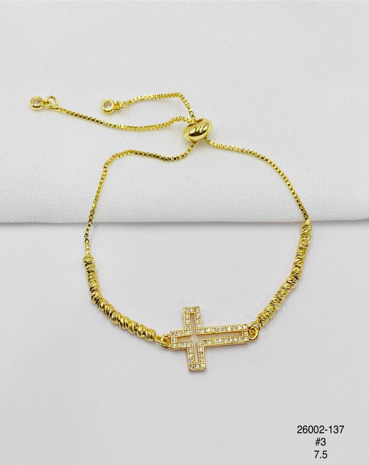 Pulsera Cruz lateral — Balines 3 mm