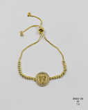 Pulsera Medalla redonda texturizada — Balines 3 mm