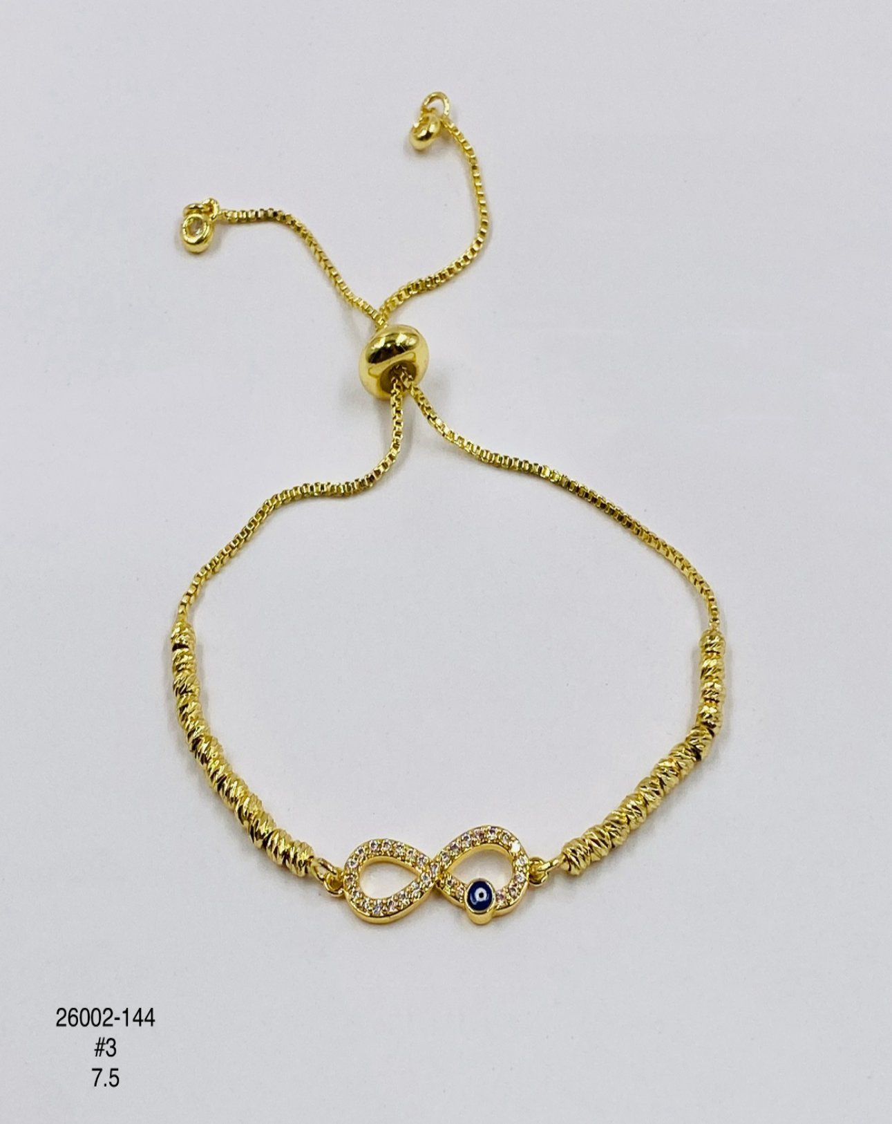 Pulsera Infinito y ojo azul — Balines 3 mm