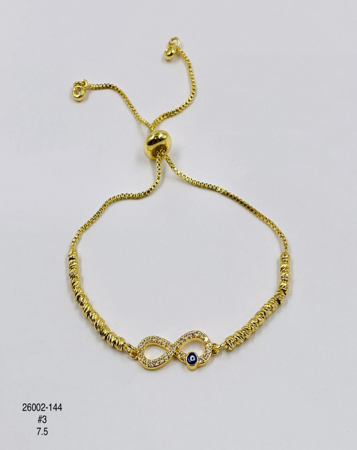 Pulsera Infinito y ojo azul — Balines 3 mm