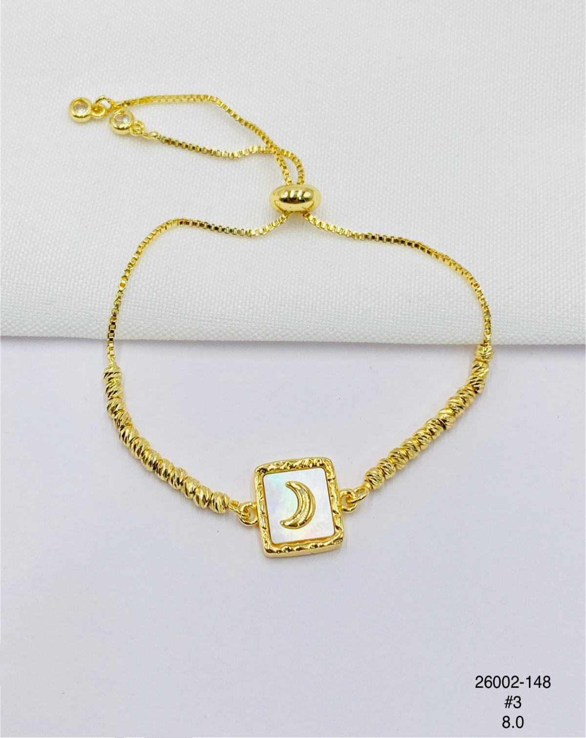 Pulsera Luna en marco cuadrado — Balines 3 mm