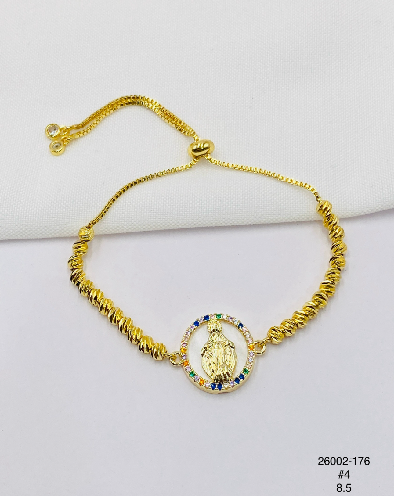 Pulsera Medalla ovalada multicolor — Balines 4 mm