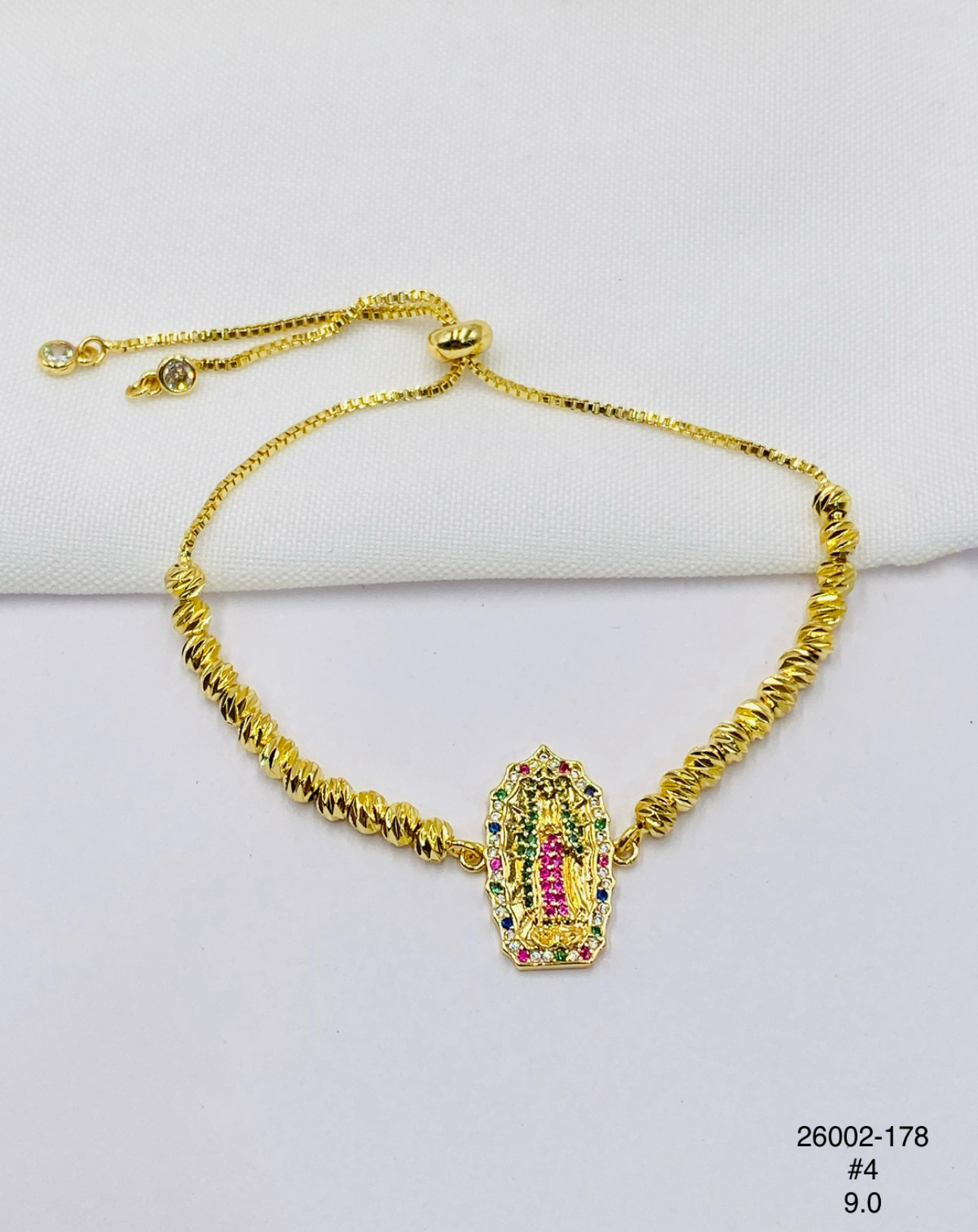 Pulsera Medalla religiosa multicolor brillante — Balines 4 mm