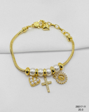 Pulsera Charms Corazón Brillante Cruz y Sol