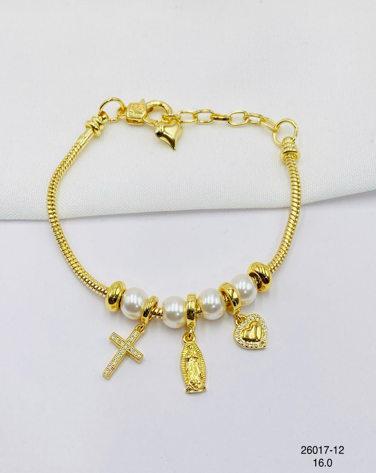 Pulsera Charms Cruz Medalla y Mano