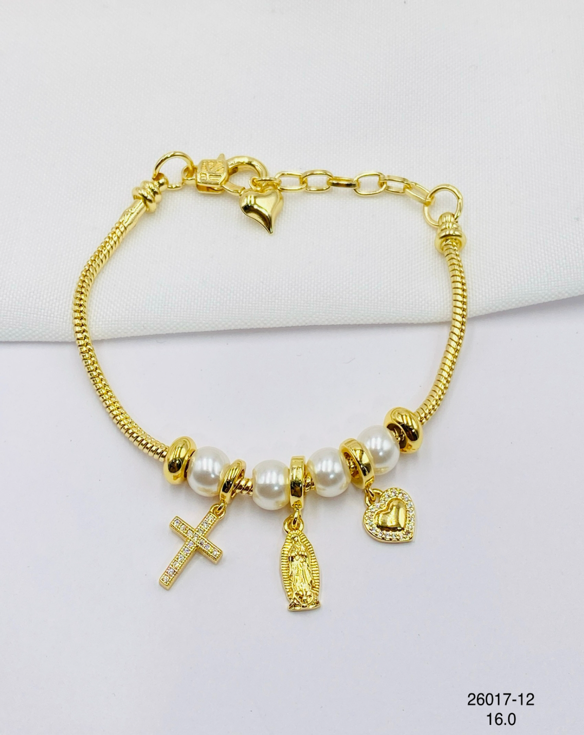 Pulsera Charms Cruz Medalla y Mano