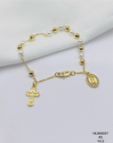 Pulsera Rosario dorado con medalla colgante — Balines 5 mm