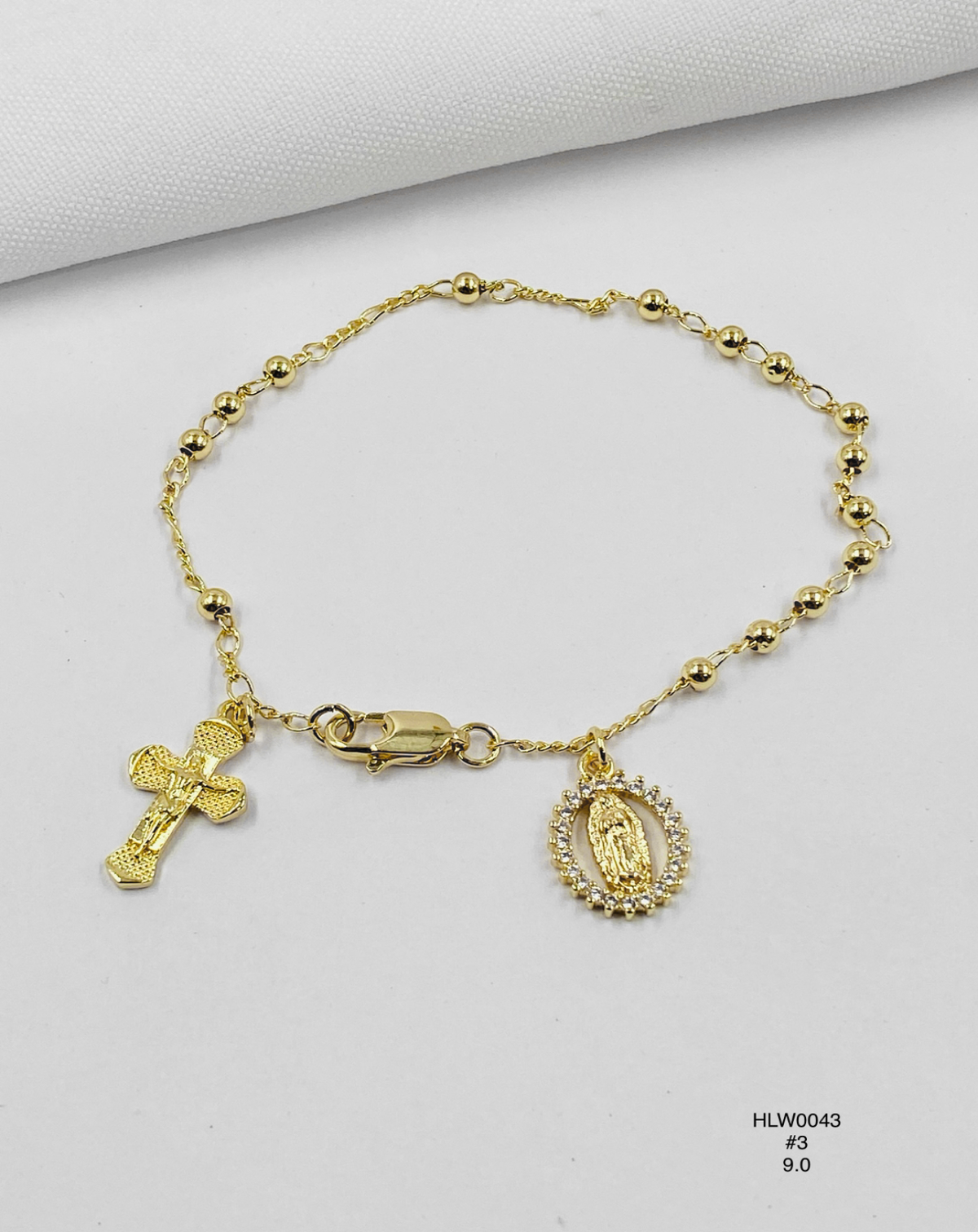 Pulsera Rosario dorado delicado — Balines 3 mm