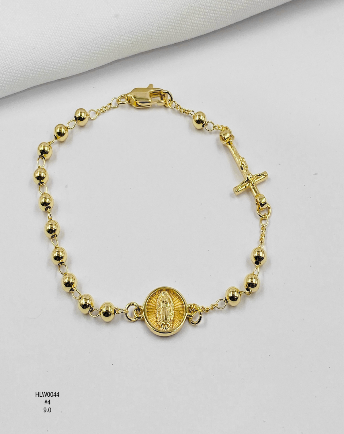 Pulsera Rosario dorado con balines — Balines 4 mm