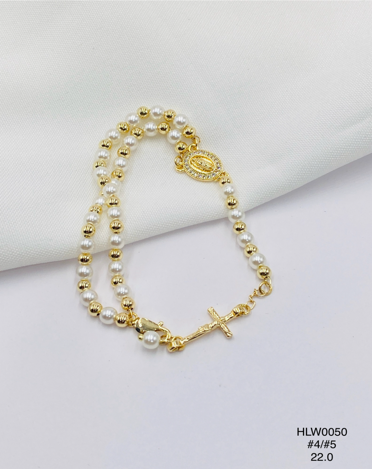 Pulsera Rosario doble con balines combinados — Balines 4 y 5 mm