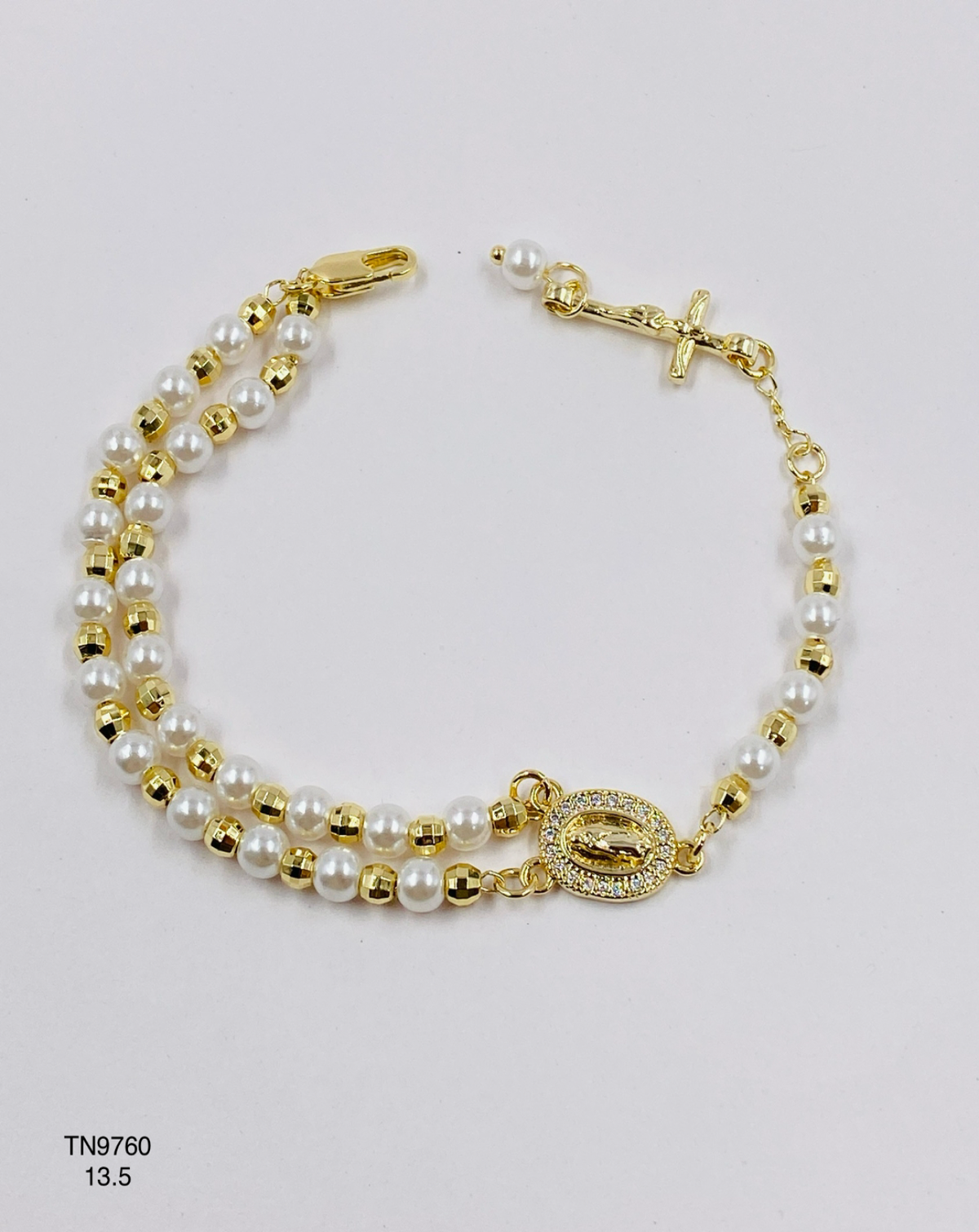 Pulsera Doble fila bicolor y medalla ovalada