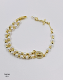 Pulsera Doble fila bicolor y medalla ovalada