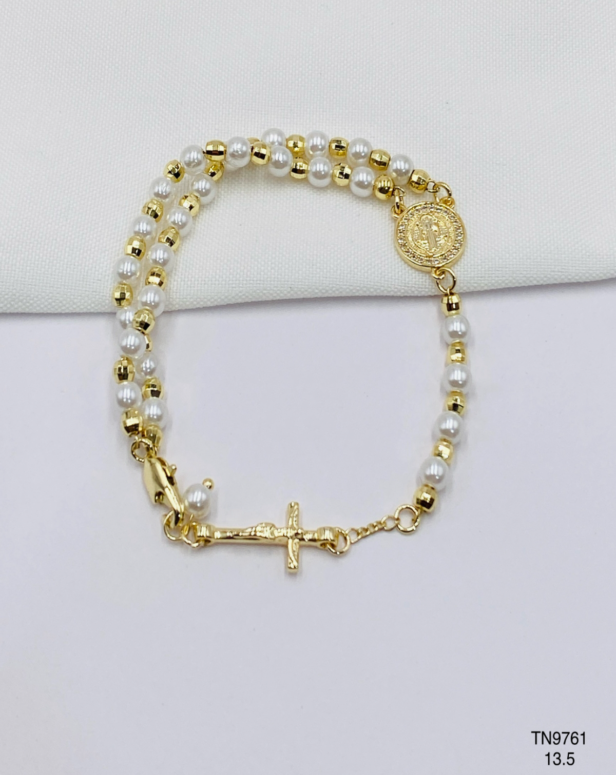 Pulsera Doble fila bicolor y medalla redonda